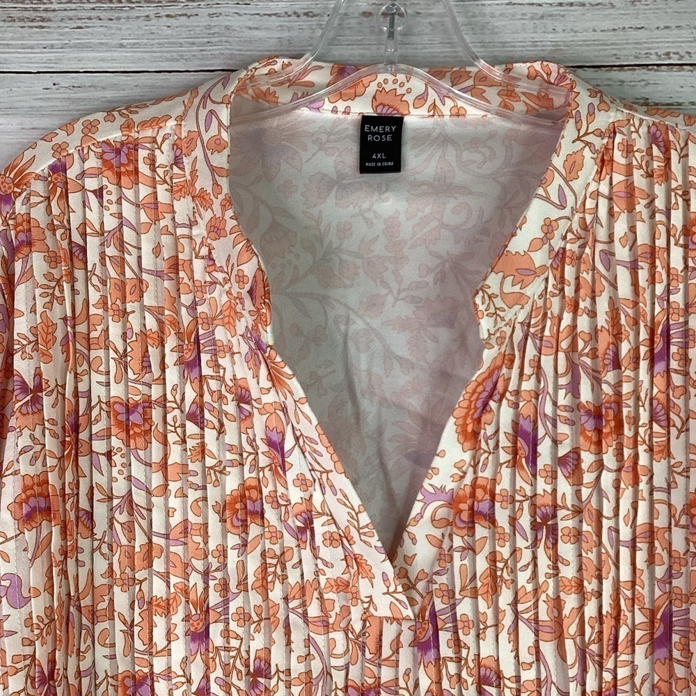 EMERY ROSE PLUS SIZE 4X 4XL FLORAL TOP ORANGE PURPLE SPRING SUMMER FALL BLOUSE - Picture 4 of 10
